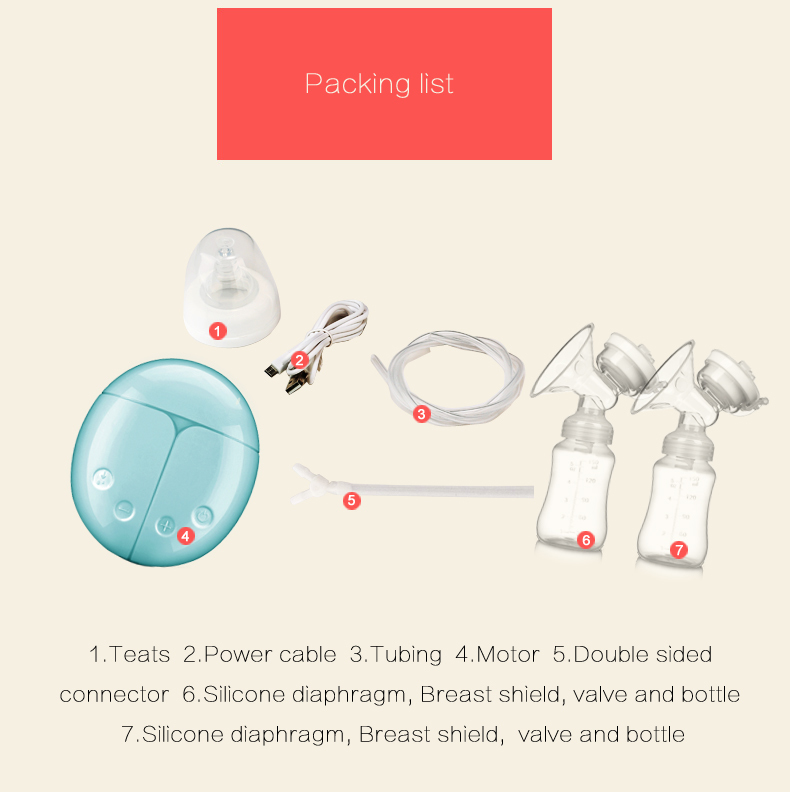 Tire-lait Pompe bilatérale Fournitures de biberons Extracteur de lait électrique s Allaitement alimenté par USB 221028