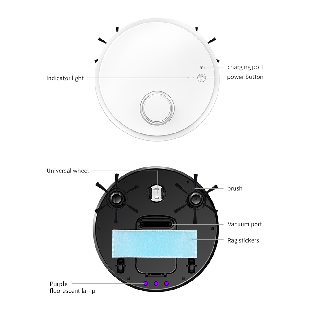 Elektronikrobotar Multifunktion Robot Dammsugare USB -laddning Trådlös smart golvmaskin Rengöring Svepande dammsugare F3173063