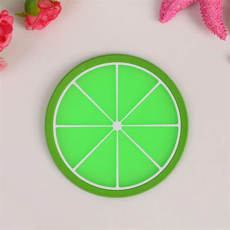 Non Slip Fruit Coaster Mats Heat Insulation Colorful Unique Slice Silicone Drink Cup Mat for Drinks