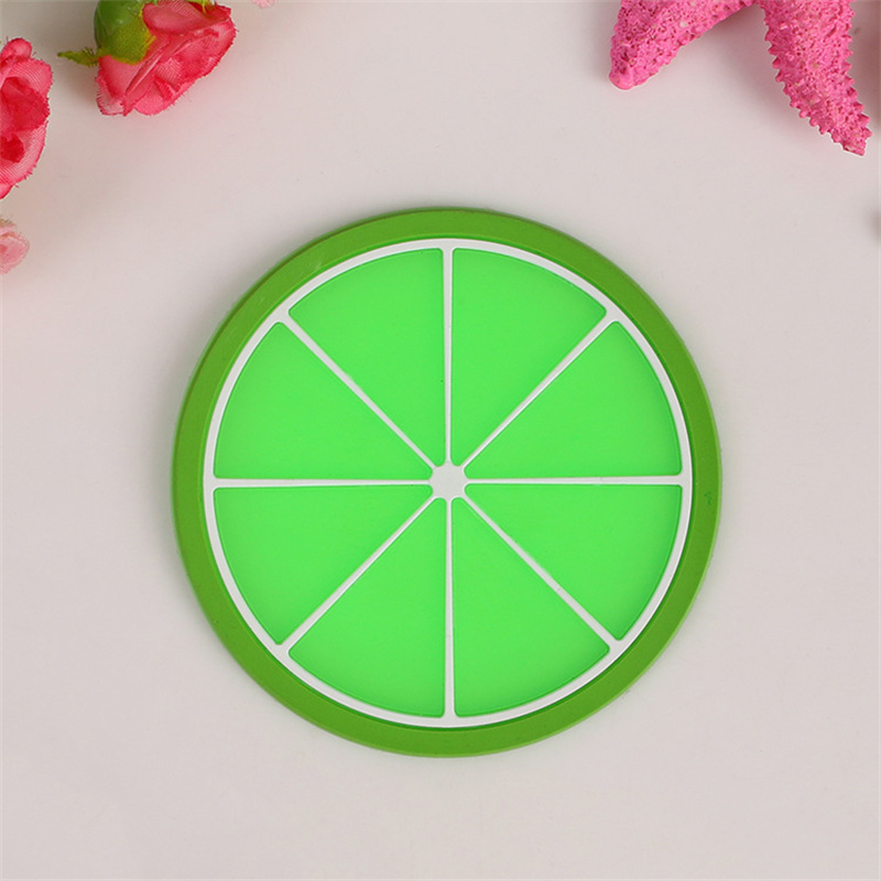 Non Slip Fruit Coaster Mats Isolation Thermique Coloré Unique Slice Silicone Drink Cup Mat pour Boissons