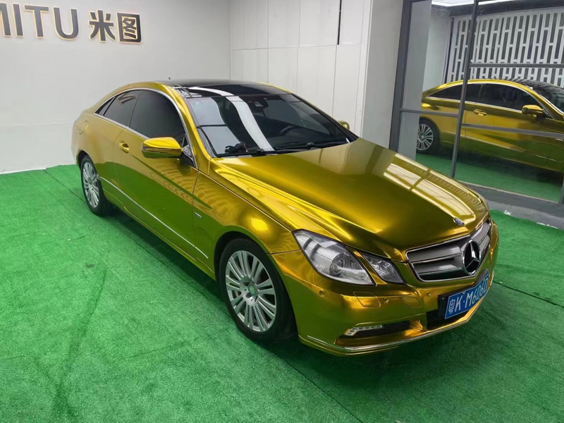 Stretchable Chrome Mirror Gold Vinyl Wrap Film Adhesive Decal Sticker Golden Chrome Car Wrapping Foil Roll Pet Liner