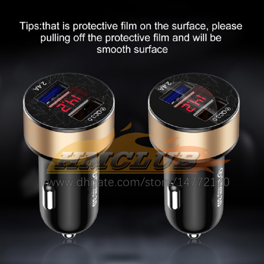 CC182 QC3.0 Quick Dual USB Car Phone Charger Display Mini Fast 5V 3.1A عرض رقمي عالمي لـ iPhone Samsung Xiaomi Huawei