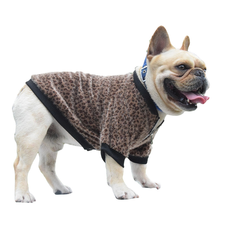 Fashion Dog Apparel Medium Size Dog Clothes Spring And Winter Leopard Print Pull Chain Teddy Golden Bulldog Method Fight Onesie Easy To Wear Take Off