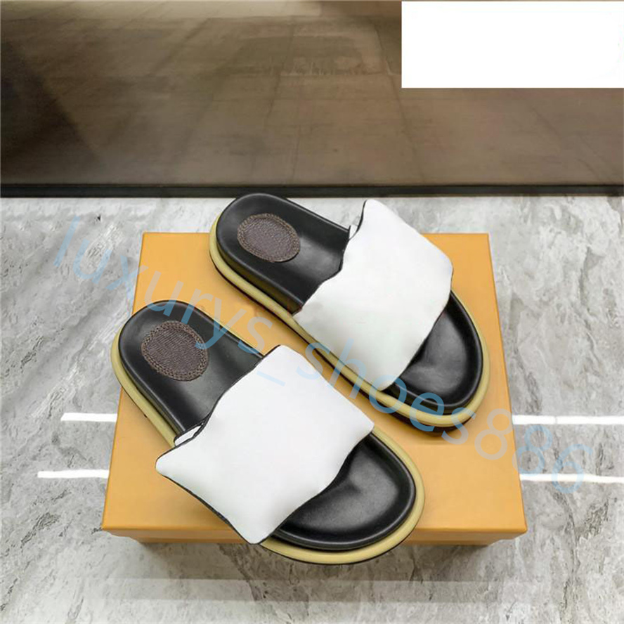 Comodidad Mulas en relieve Zapatillas de diseñador Sandalias de hombre Zapatos de mujer Toboganes de playa Cojín de piscina de lujo Cobre Beige Azul profundo Triple Negro Azul marino Rosa Rosa Blanco Impreso