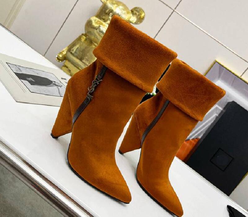 5616450 Boots Niki Booties Suede Boot High Heel Ankle Shoes For Women Size 35-41 Fendave