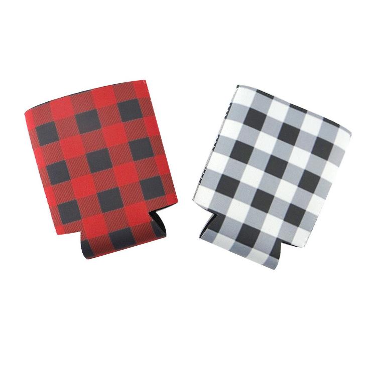 Drinkware Handle DHL Red Buffalo Check Cooler Bag Wholesale Blanks Neoprene Black Red Plaid Can Covers Wedding Gift SN23