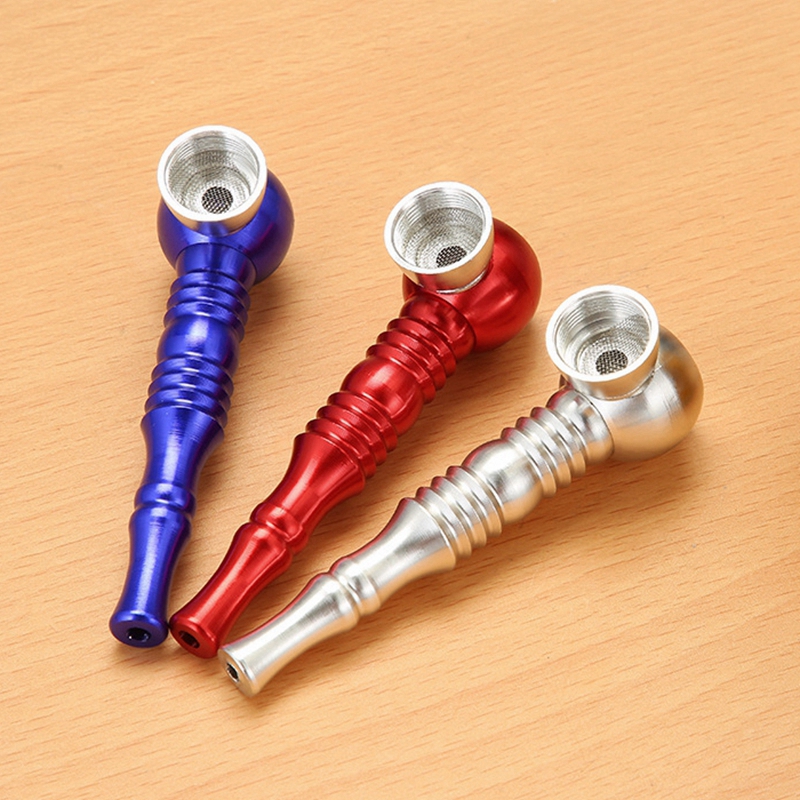 Latest Mini Colorful Aluminium Alloy Non-slip Pipes Dry Herb Tobacco Filter Silver Screen Handpipes Smoking Removable Tube Cigarette Holder