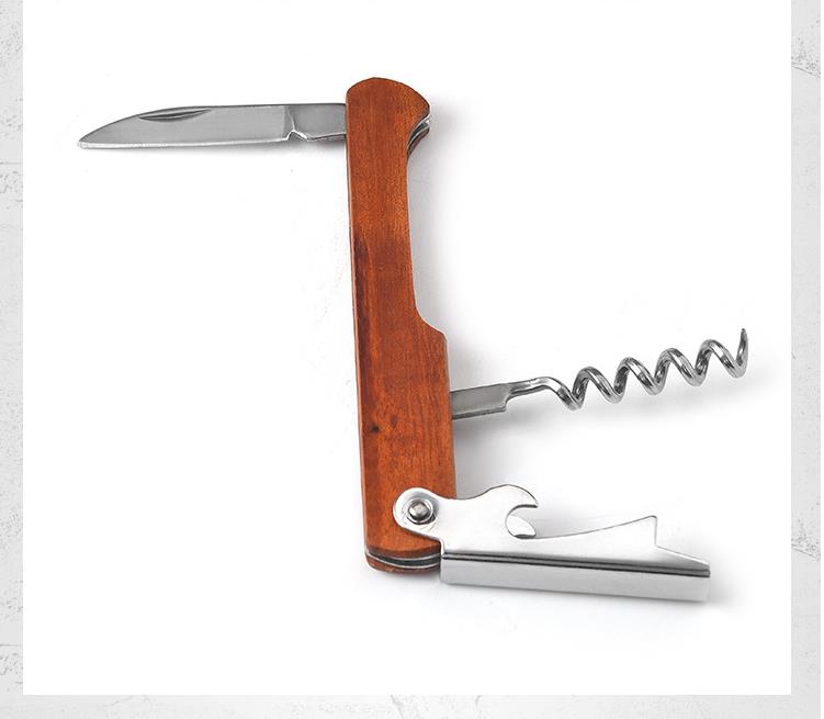 Stainless Steel Hand-Held Deluxe Bottle Opener Wood Handle Wine Opener Corkscrew Double Hinged Waiters Wine-Bottle Openers SN19