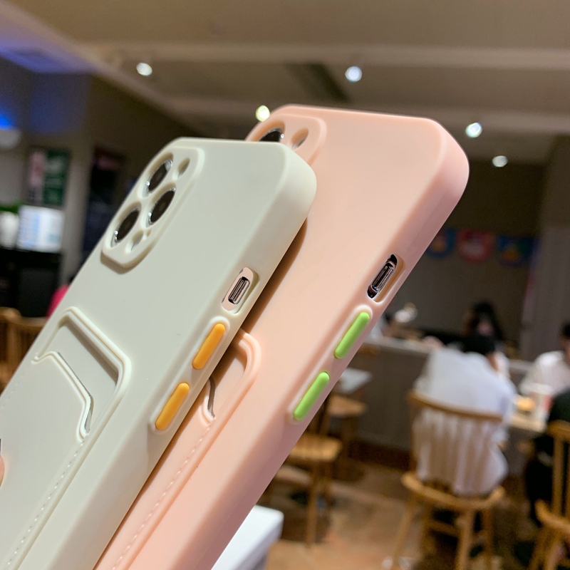 카드 포켓 소프트 TPU 액체 실리콘 케이스 iPhone 15 14 Pro Max 13 12 11 X XS XR 8 Plus 신용 ID 카드 슬롯 박스 휴대 전화 백 커버 핑크 그레이 퍼플 스킨