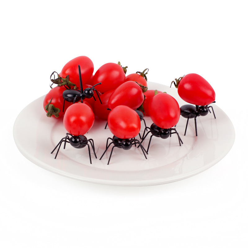 12stCute Mini Ant Fruit Fork Eco Friendly Plastic Toothpicks Decoration Kitchen Bar Kids Dessert Forks Party Table Seary