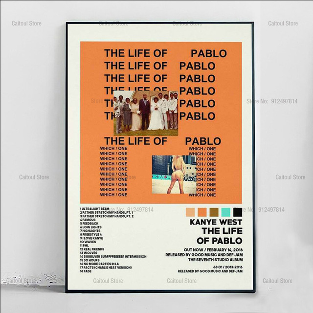 Toile Peinture Kanye West Donda ed Vie de Pablo Album Étoiles Affiches Et Gravures Mur Photo Art Pour La Maison Chambre Décor Frameless246L