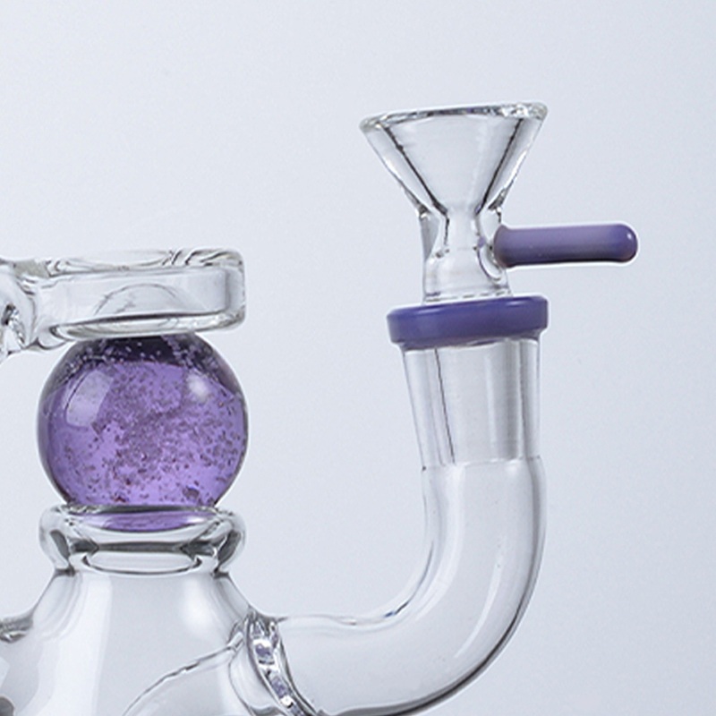 Mini Samll Narghilè Glow in the dark Ball Oil Rigs Ciambella a fessura Perc Bong in vetro Soffione doccia Percolatore Dab Rigs Giunto 14mm Pipa ad acqua verde viola con ciotola