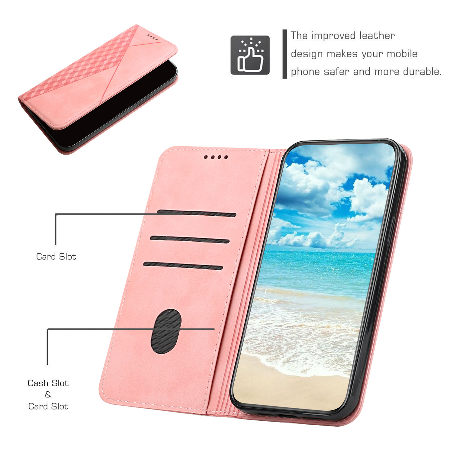 Custodie a portafoglio in pelle a grana diamantata Samsung S23 Ultra Plus A14 5G A23E Moto Edge 2022 S30 X30 Pro G62 Custodia carte Cubo sensazione pelle Flip Cover Succhiata Custodia con chiusura magnetica