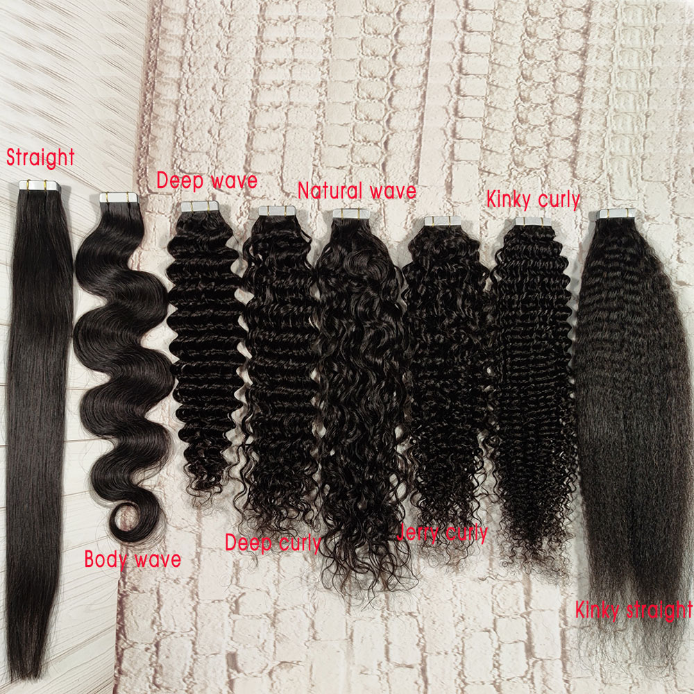 Extensiones de cinta humana para el cabello para cabello negro ola de cuerpo recto 40 piezas/100g