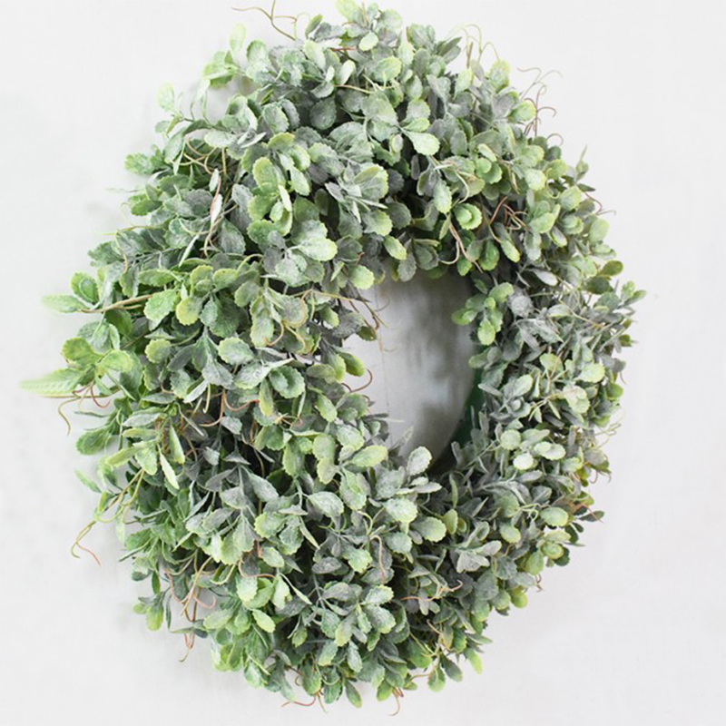 Decorative Flowers Wreaths Artificial Green Leaves Front Door Home Simulation Garland Shell Grass Boxwood For Wall Window Party 221031