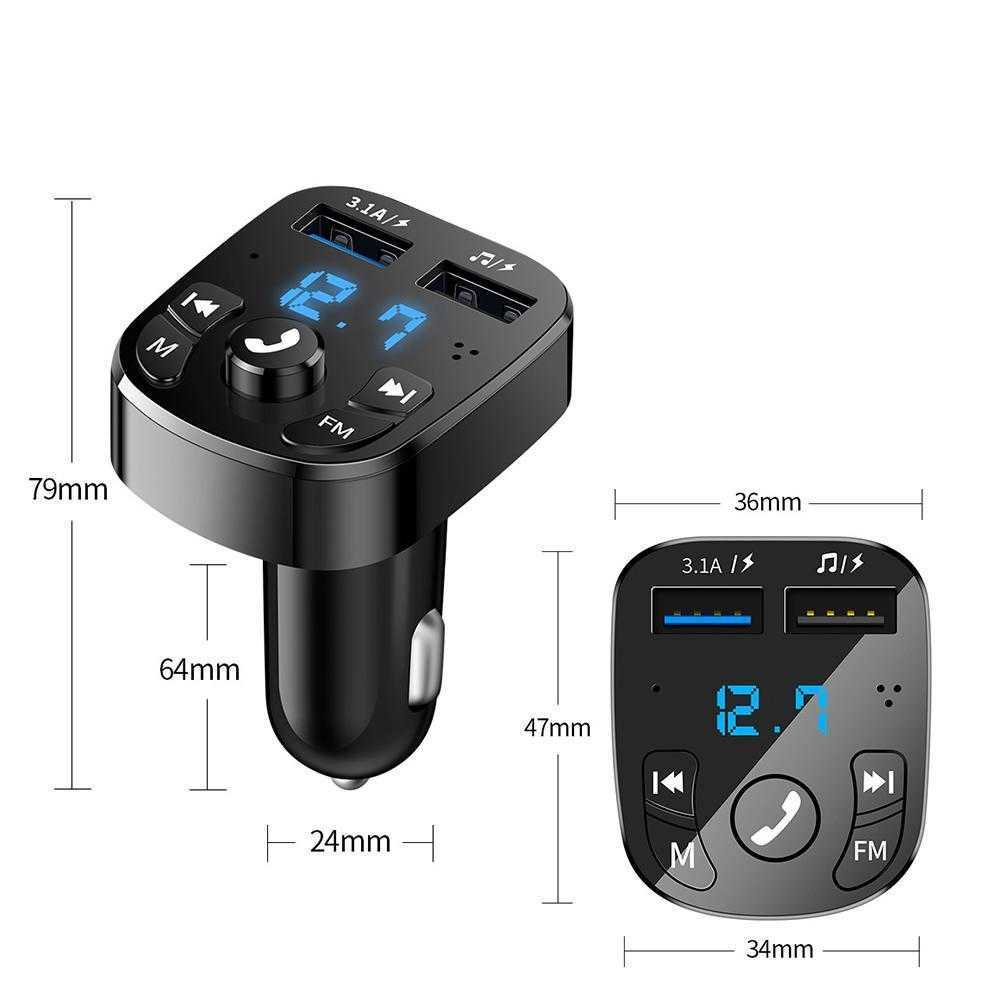 USB ChargerCar Bluetooth Gonomwicy Kit 5.0 Car Kit med FM -sändarmodulator MP3 Player Wireless Kit