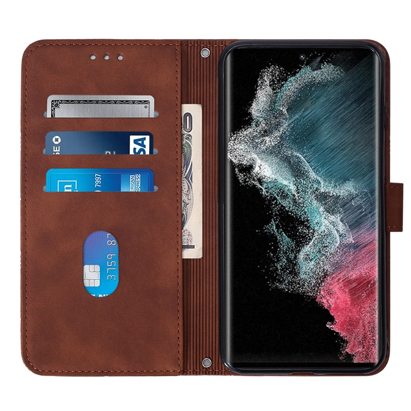 Business-Leder-Geldbörsenhüllen für Samsung A14 5G S23 Ultra Plus Moto Edge 30 G62 5G G32 X30 Pro S30 ID-Kartensteckplatz Drucklinien Handgefühl Hautgefühl Halter Flip Cover