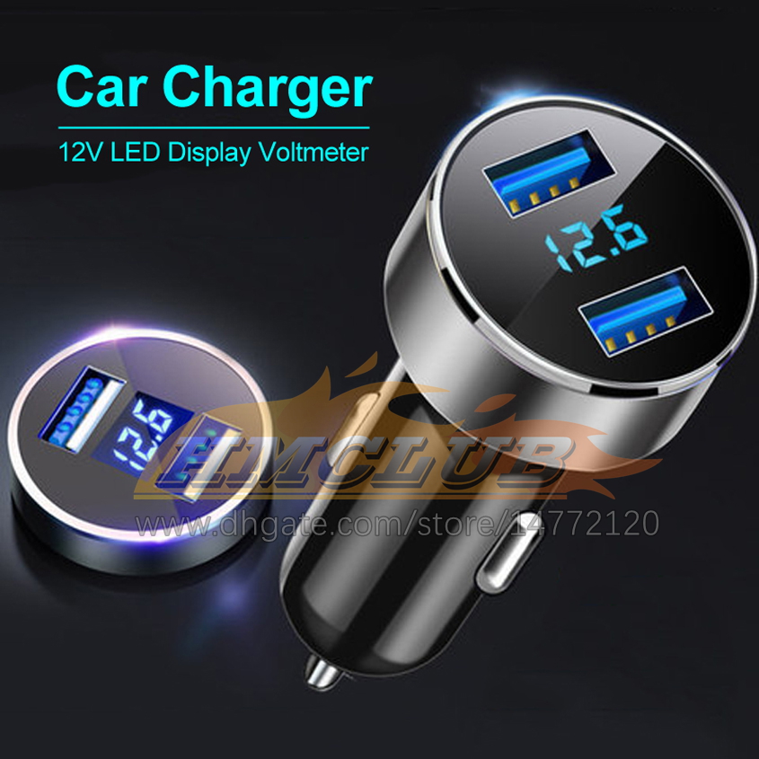 CC185 12V LED Affichage Voltmètre Chargeur de voiture pour allume-cigare dans la voiture Chargeur de téléphone portable Smart Dual USB Adaptateur de charge rapide