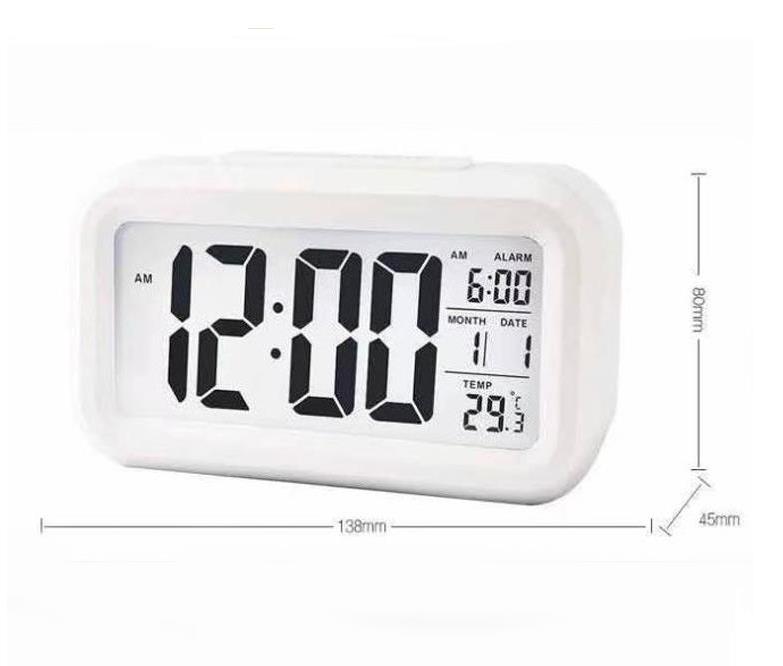 Sveglia muta in plastica LCD Smart Clock Temperatura Carino fotosensibile da comodino Sveglia digitale Snooze Luce notturna Calendario SN31