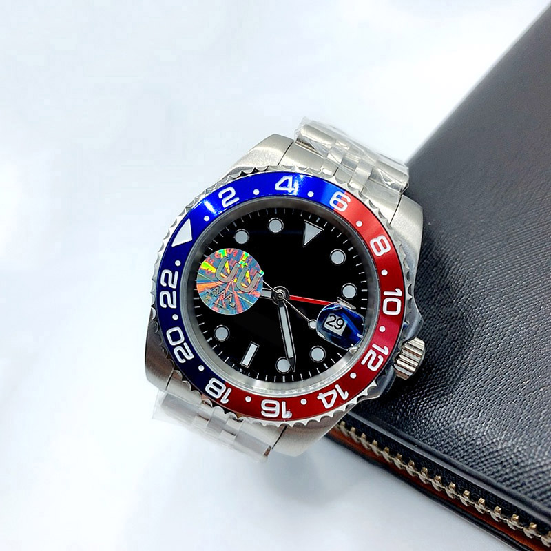 남성 자동 기계식 도자기 시계 41mm 풀 스테인레스 스틸 방수 손목 시계 사파이어 빛나는 시계 Montre de Luxe Business Casual