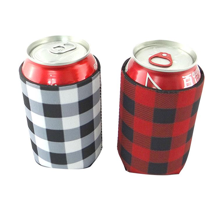 Drinkware Handle DHL Red Buffalo Check Cooler Bag Wholesale Blanks Neoprene Black Red Plaid Can Covers Wedding Gift SN23