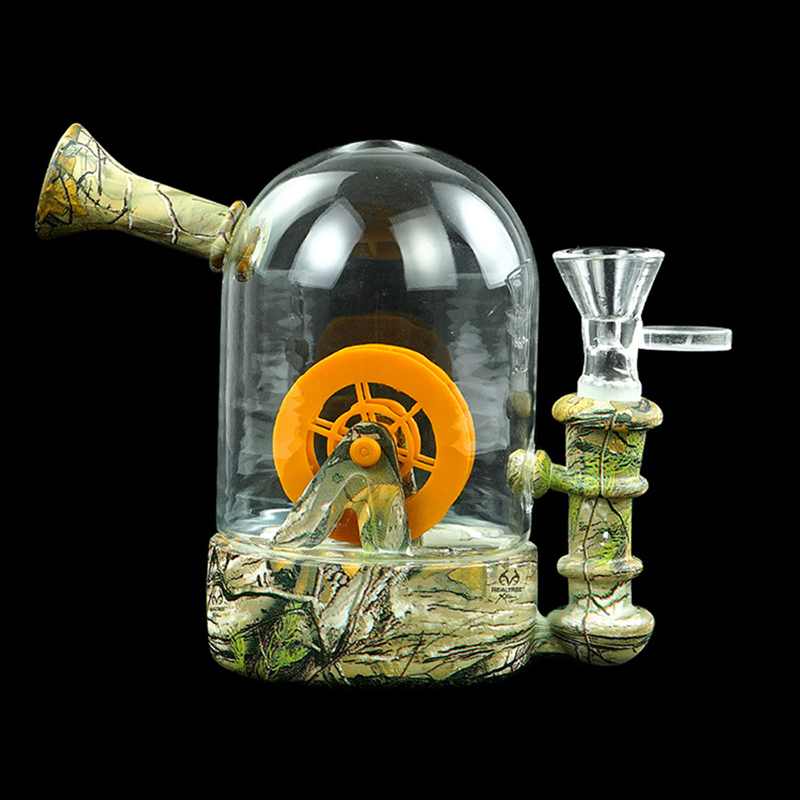 Sigara Boru 4.8 '' Dab Rig Silikon Cam bong Su Çarkı su borusu kuleleri Ambalaj kutusu ile su transferi Stili