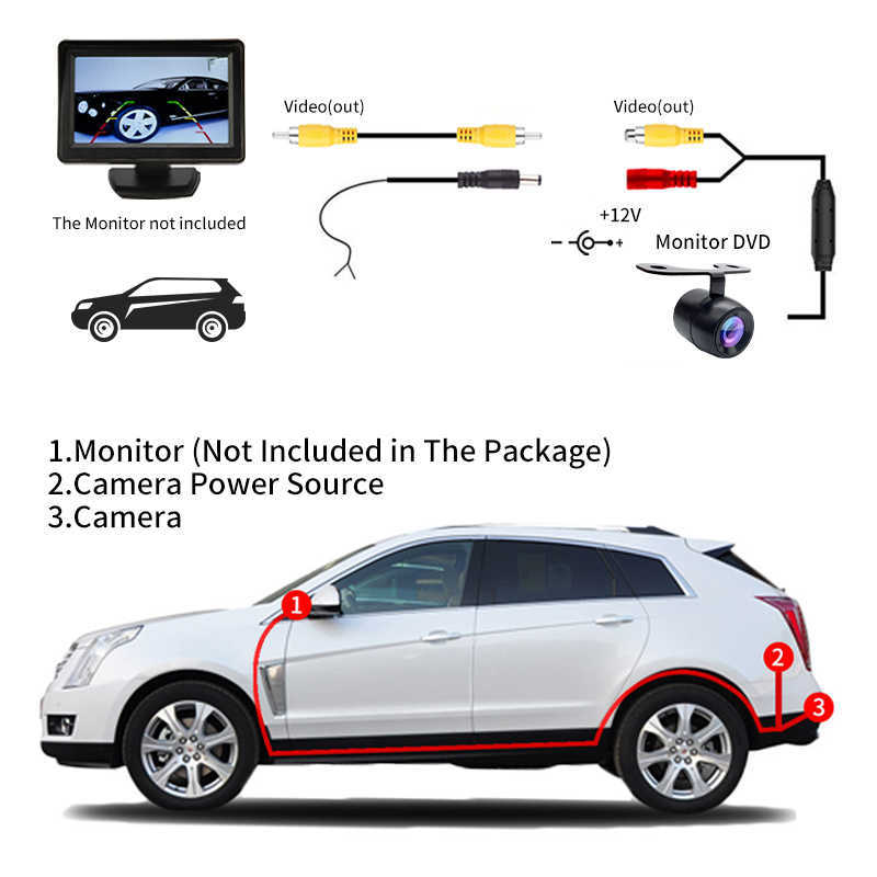 Güncelleme Araba Ters Kamera HD Gece Görüş Geniş Açı Dikiz Park Kamerası Su Geçirmez CCD LED Otomatik Yedekleme Monitörü Renkli Görüntü Araba DVR