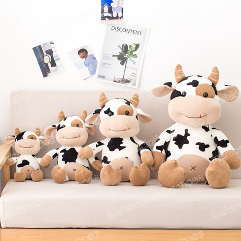 Peluche vache à lait 30-50cm, jouet mignon, bétail Kawaii, animaux en peluche, poupée créative, cadeau d'anniversaire et de noël pour bébés enfants