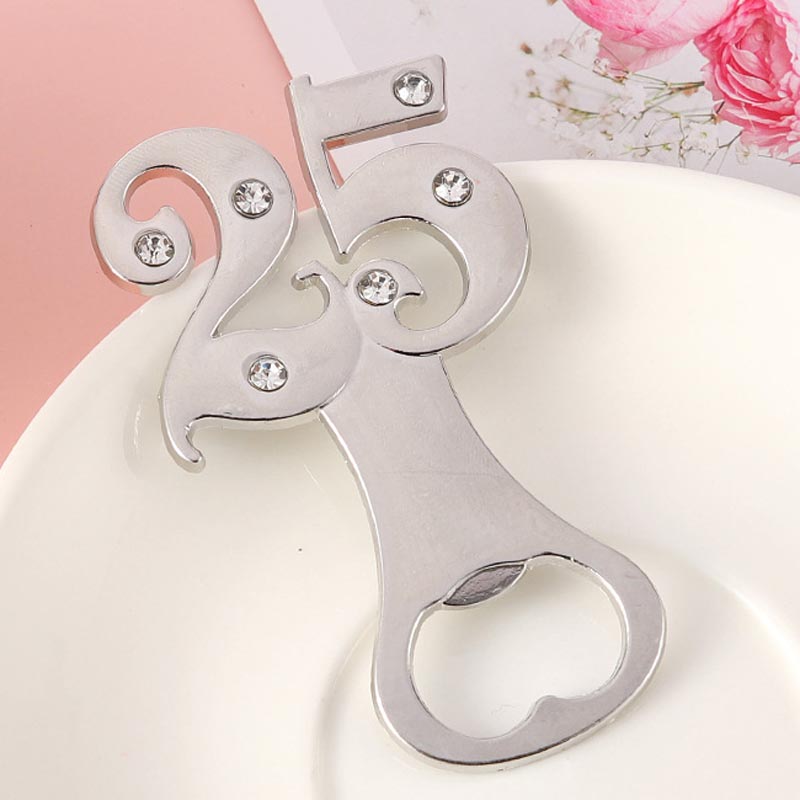 Number 25 Bottle Opener 25th Anniversary Favors 25th Birthday Keepsake Event Giveaway Table Decors Guest Gifts Supplies