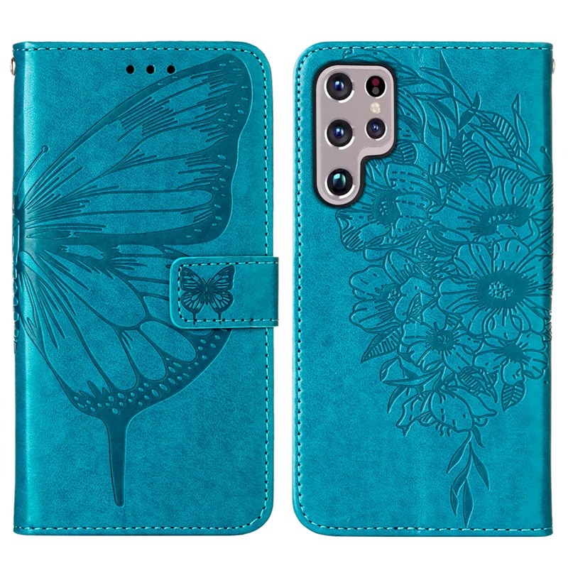 Imprint Butterfly Flower Leather Wallet Cases For Samsung S24 A55 A35 S23 Ultra Plus A14 5G Galaxy A34 A54 A04E M53 M33 Print Floral ID Card Slot Holder Flip Cover Pouch