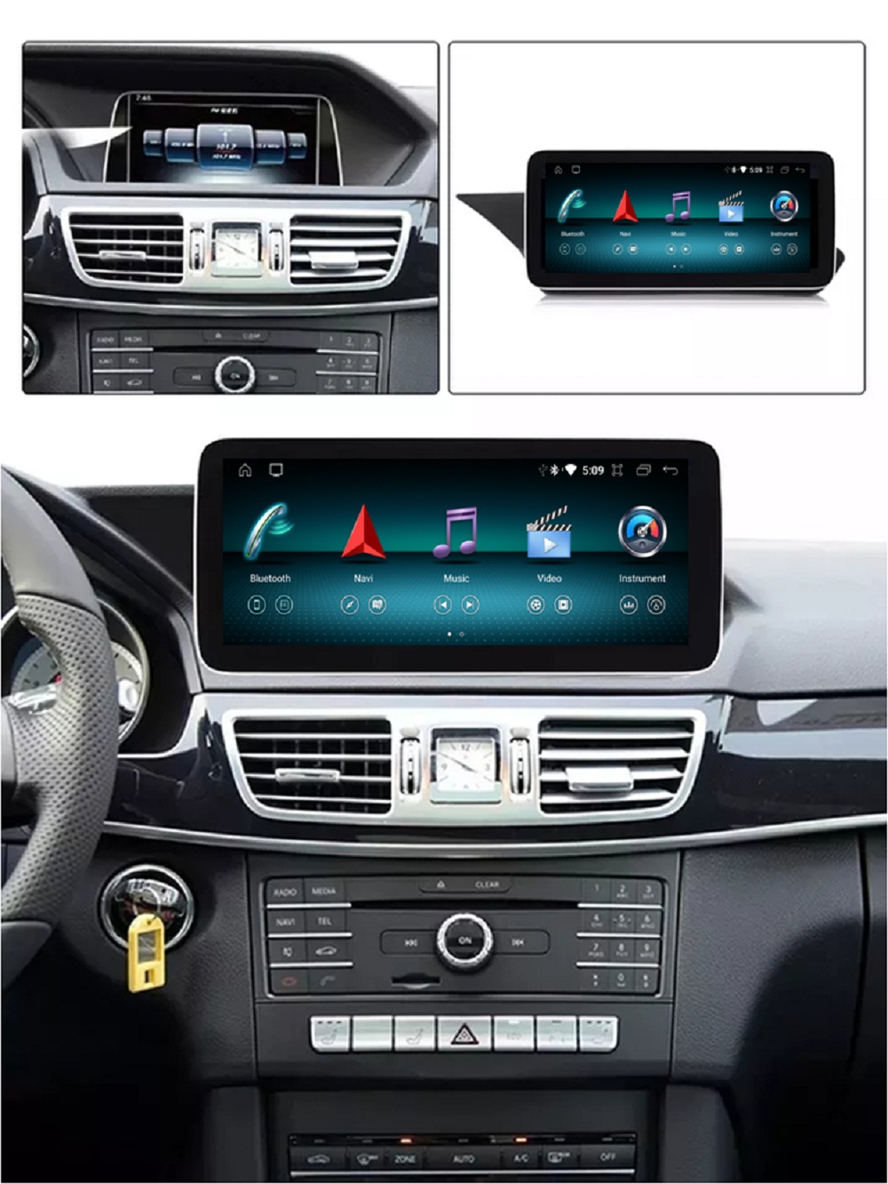 Qualcomm SN662 Android 12 Lecteur DVD de voiture pour Mercedes Benz Classe E W212 2009-2016 12,3 pouces Stéréo Multimédia Tête Unité Écran GPS Navigation Bluetooth WIFI