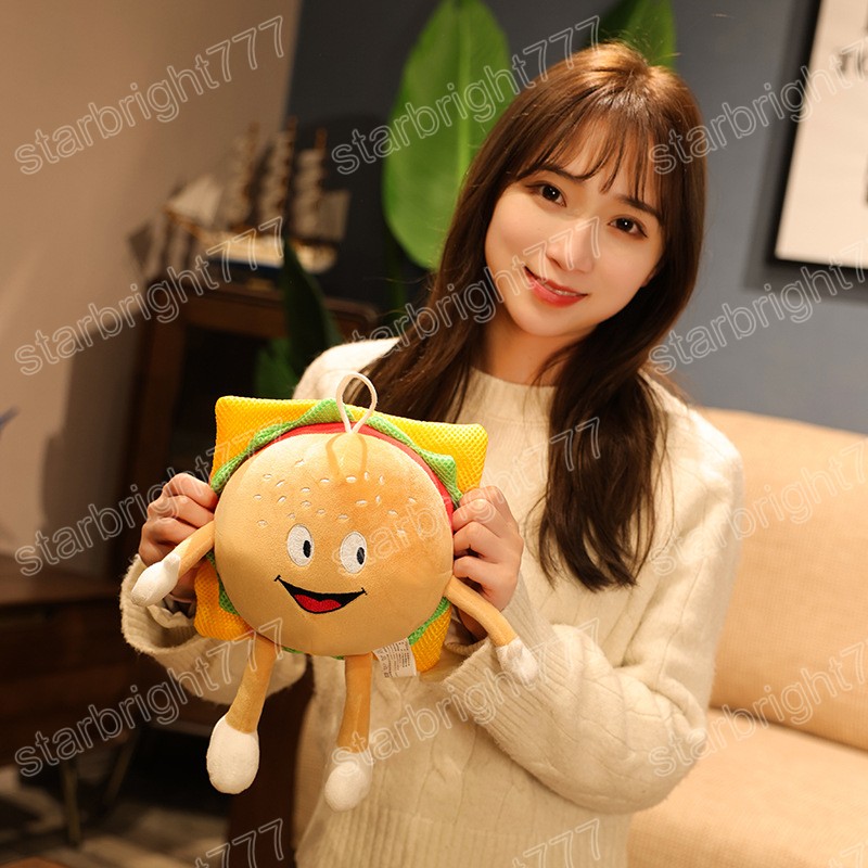귀여운 만화 햄버거 플러시 장난감 베개 박제 음식 우유 쿠션 아이 인형 생일 선물