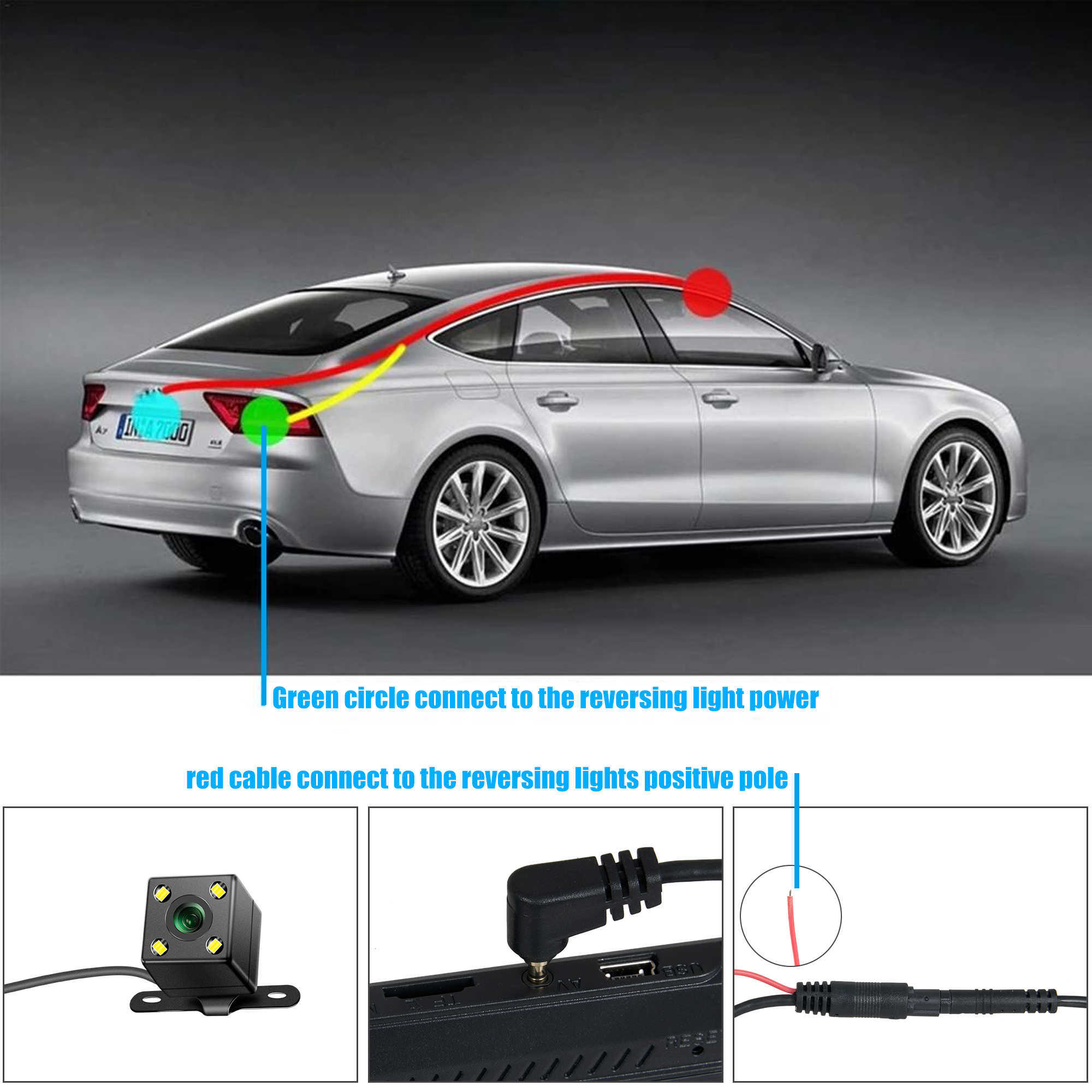 Update 5 Pin HD Car Rear View Camera Reverse 4LED Night Vision Video Camera Wide Angle 170 Degree Parking Camera For Car Accessories Car DVR