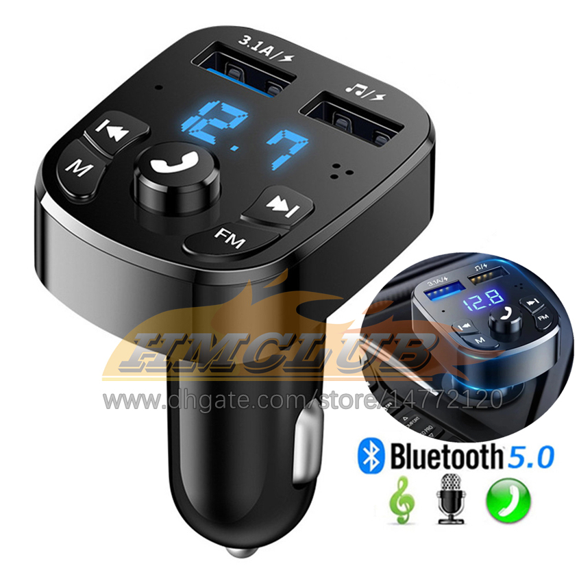 Chargeur de voiture rapide Transmetteur FM Bluetooth 5.0 Mains libres Voiture sans fil Double USB Charge de voiture Modulateur radio automatique Adaptateur MP3 Charge Électronique automobile Navire gratuit