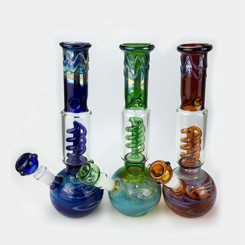 Colorful Pyrex Vetro spesso Tubi pipa ad acqua Kit Dry Herb Tobacco Bong Down Stem Bobina Filtro Ciotola Handpipes portatili Narghilè Shisha Fumo Bong Bocchino DHL