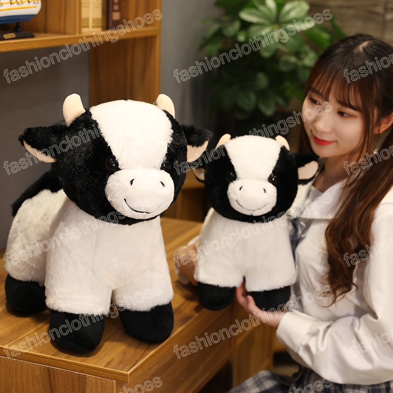 35-45 cm de simula￧￣o ador￡vel boneca de vaca recheada de animais de gado de animais fofos para crian￧as amantes de meninas Anivers￡rio Presente de Natal