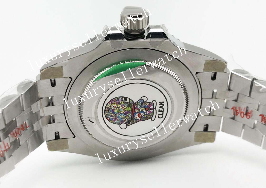 Movimento automatico GMT da uomo Left Super Clean Factory da 40 mm con ponti decorati ETA 3186 Lunetta in ceramica verde nero Stainles213N