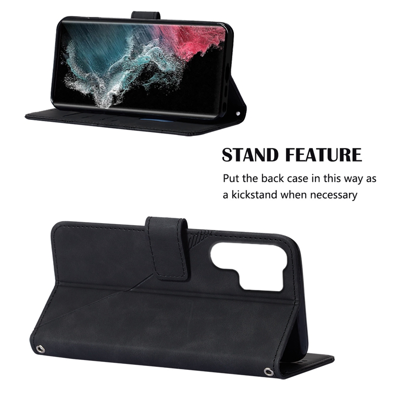 Business-Leder-Geldbörsenhüllen für Samsung A14 5G S23 Ultra Plus Moto Edge 30 G62 5G G32 X30 Pro S30 ID-Kartensteckplatz Drucklinien Handgefühl Hautgefühl Halter Flip Cover