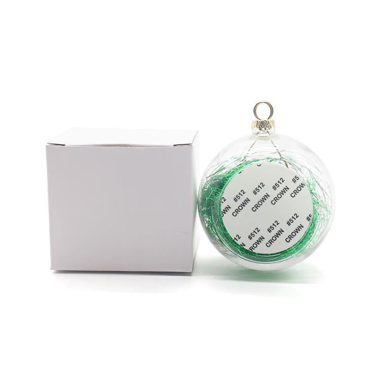 Bolas de Natal de 8cm de pl￡stico Diy sublima￧￣o em branco Glitter BUUBLE ARNAMENTO DE TREELA DE NASTA DO TINSEL DE CLARA PC Decora￧￣o de Bola de Bola Termal Termal Toy SN4237
