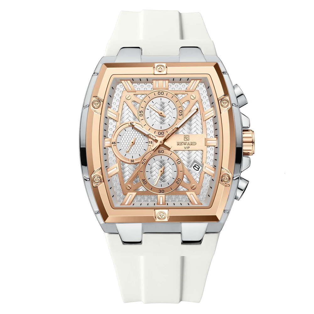 Barrel Six-Hand Calendar Multi-Function Sports Quartz Skin-Friendly Silicone Strap Men's Watch