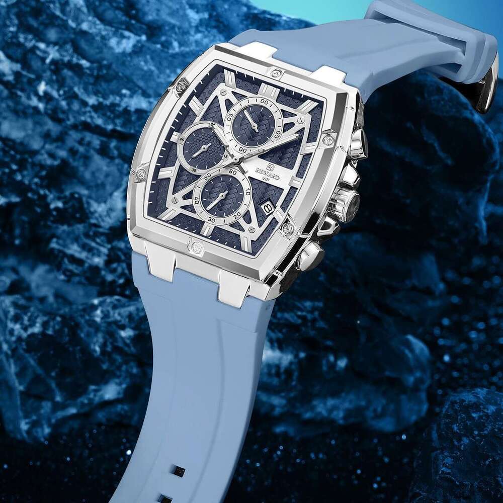 Barrel Six-Hand Calendar Multi-Function Sports Quartz Skin-Friendly Silicone Strap Men's Watch
