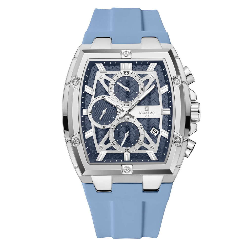 Barrel Six-Hand Calendar Multi-Function Sports Quartz Skin-Friendly Silicone Strap Men's Watch