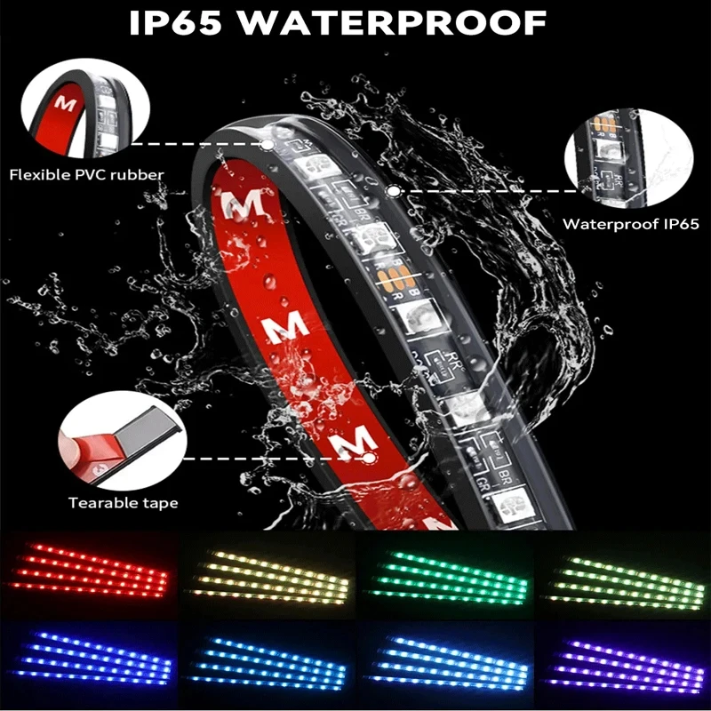 LED Car Interior Ambient Foot lamp With USB Wireless Remote Control Auto Decorative Atmosphere Neon Lamp 48 LEDS bar car Accessories