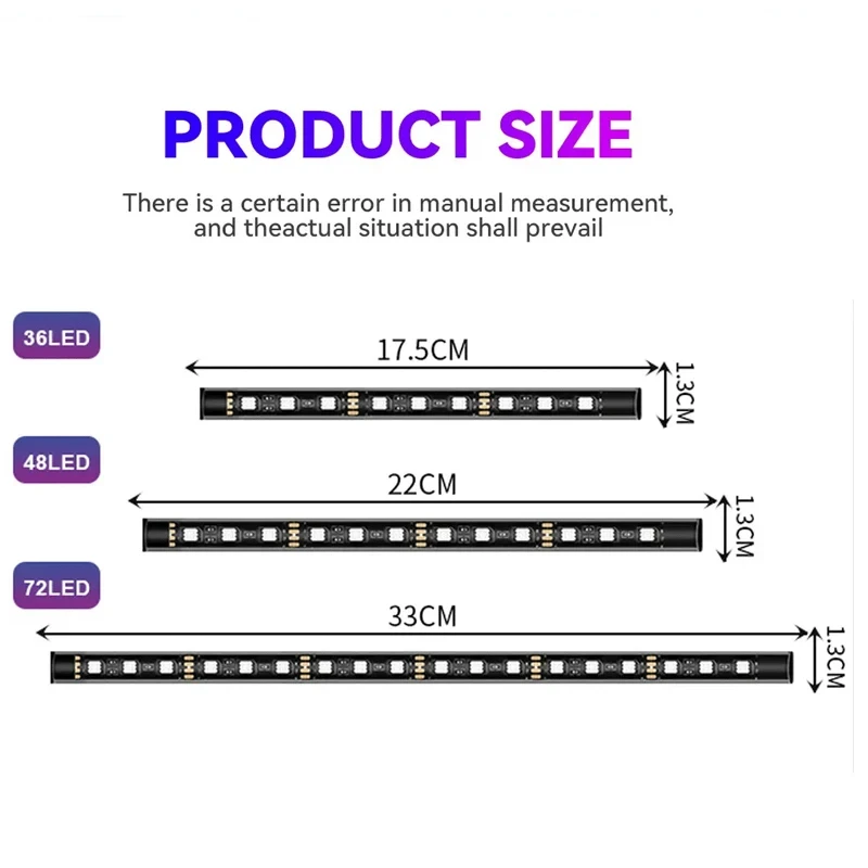 LED Car Interior Ambient Foot lamp With USB Wireless Remote Control Auto Decorative Atmosphere Neon Lamp 48 LEDS bar car Accessories