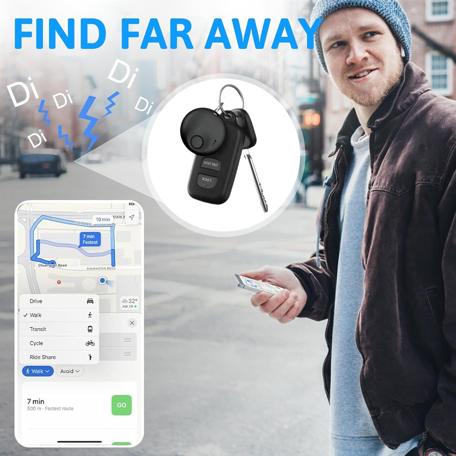 Smart GPS Tracker, solo para el teléfono Android Google Find My Device, sin tarifa mensual, localizador preciso en tiempo real, para automóviles/mascotas/niños/ancianos/valores de posicionamiento