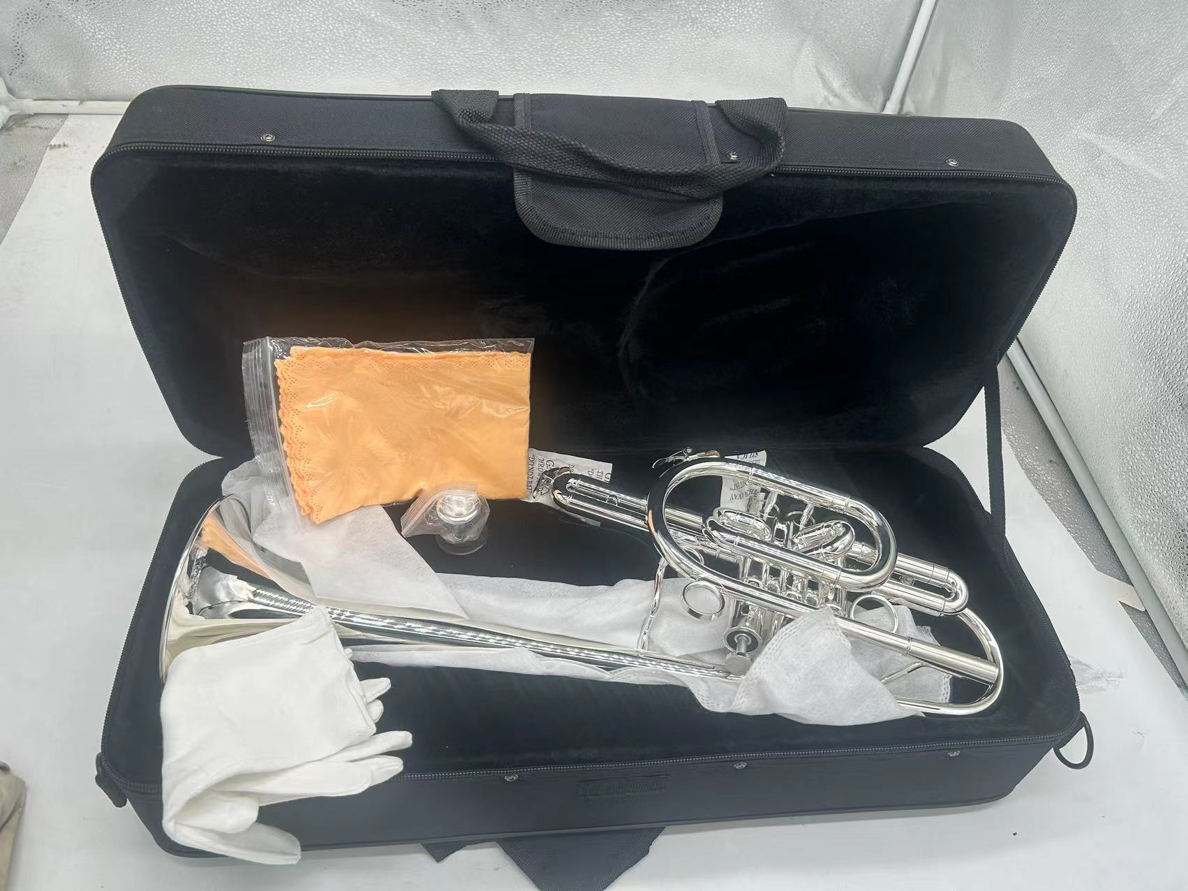 Professional B-Key Silver Plated Marching Trumpet with Premium Case and Accessories