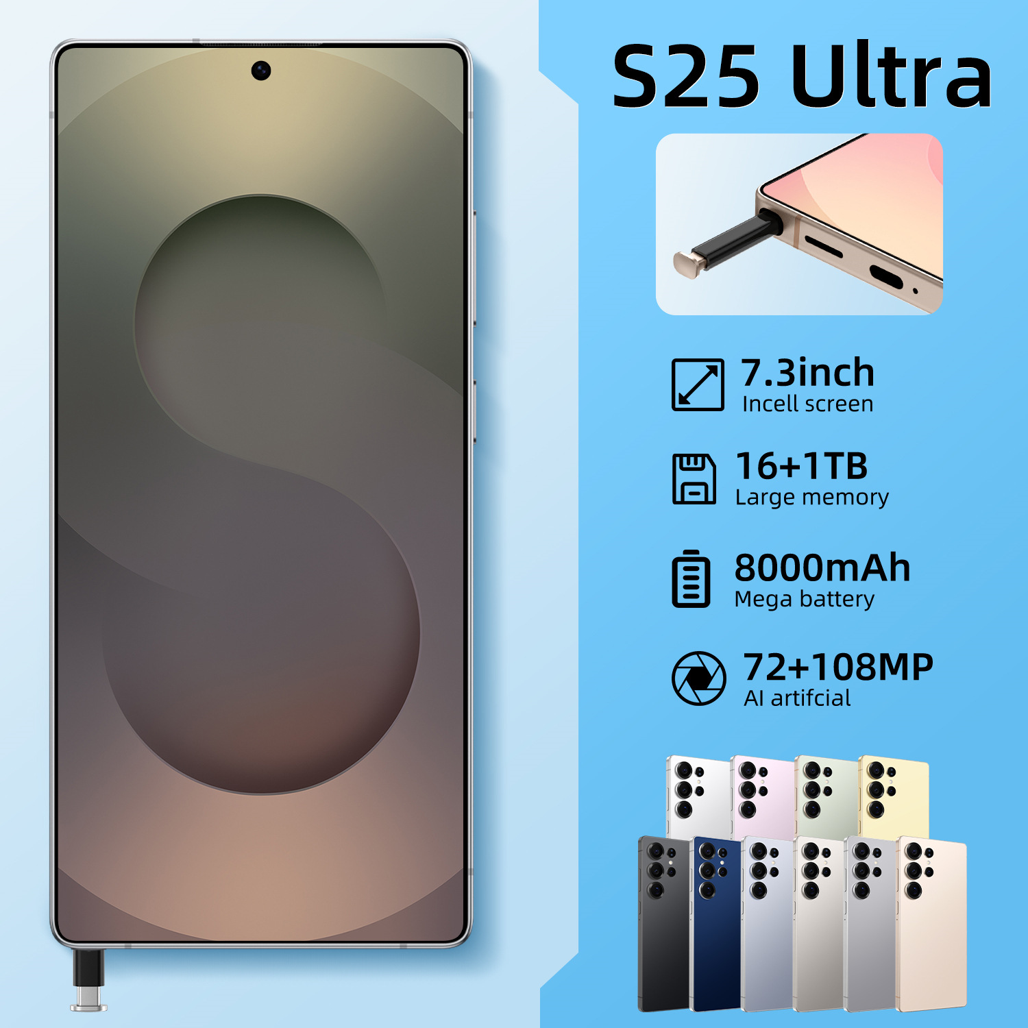 S25 Ultra Smartphone Unlocked Cell Phones Android 14 5g Celular Cellphone 7.3 inch 512GB S 25 Mobile Phone