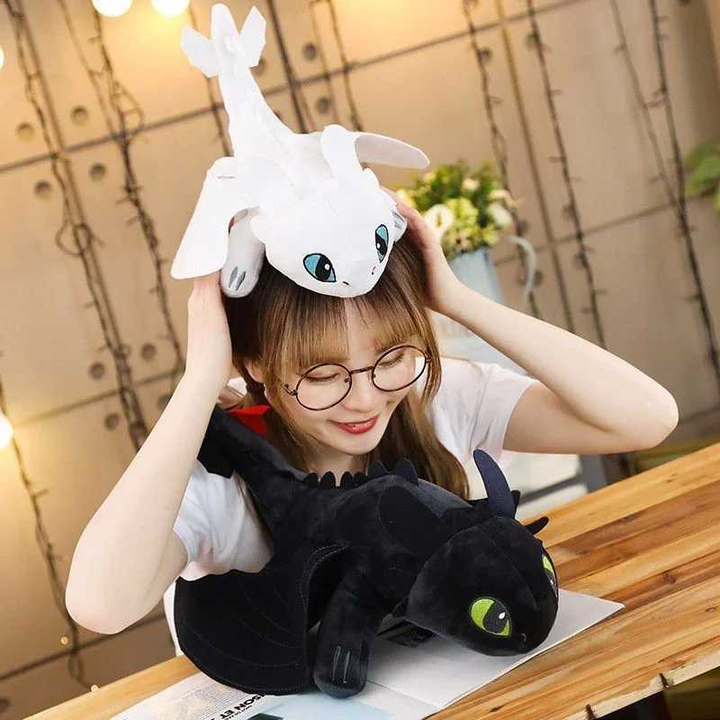 35cm Plush Dragon Toys Kawaii White Black Dinosaurs Animal Stuffed Plush Toys Plush Boys Girls Birthday GiftsT250219