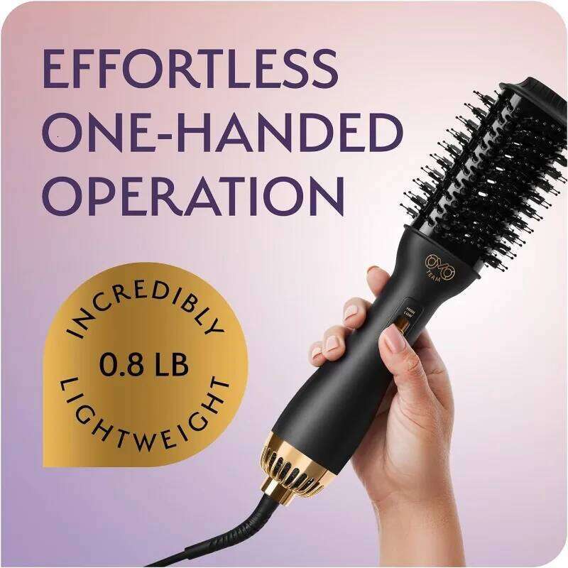 Professional Dual Voltage Blowout Hair Brush For European Travel 110V-120V/220V-240V, Black Gold Dryer And Volumizer