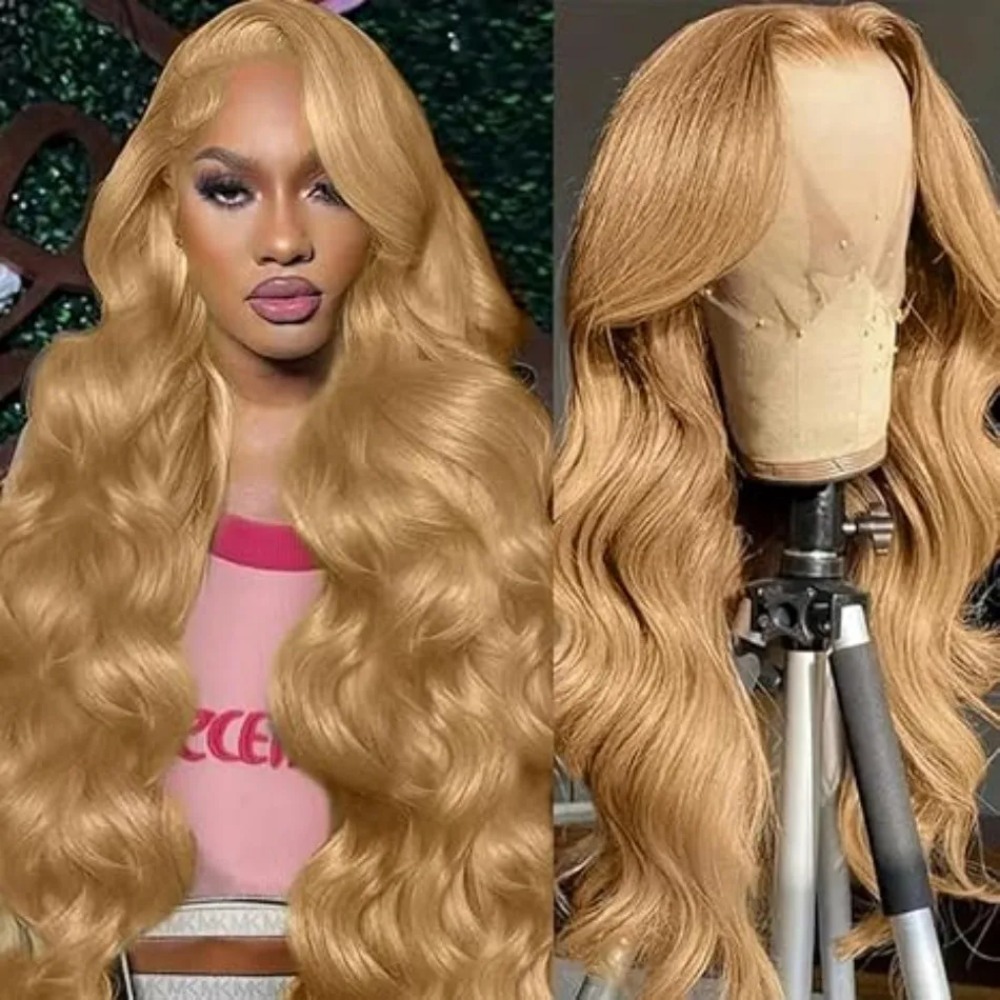180 Density Honey Blonde Long Body Wave Human Hair Wig detail view 4